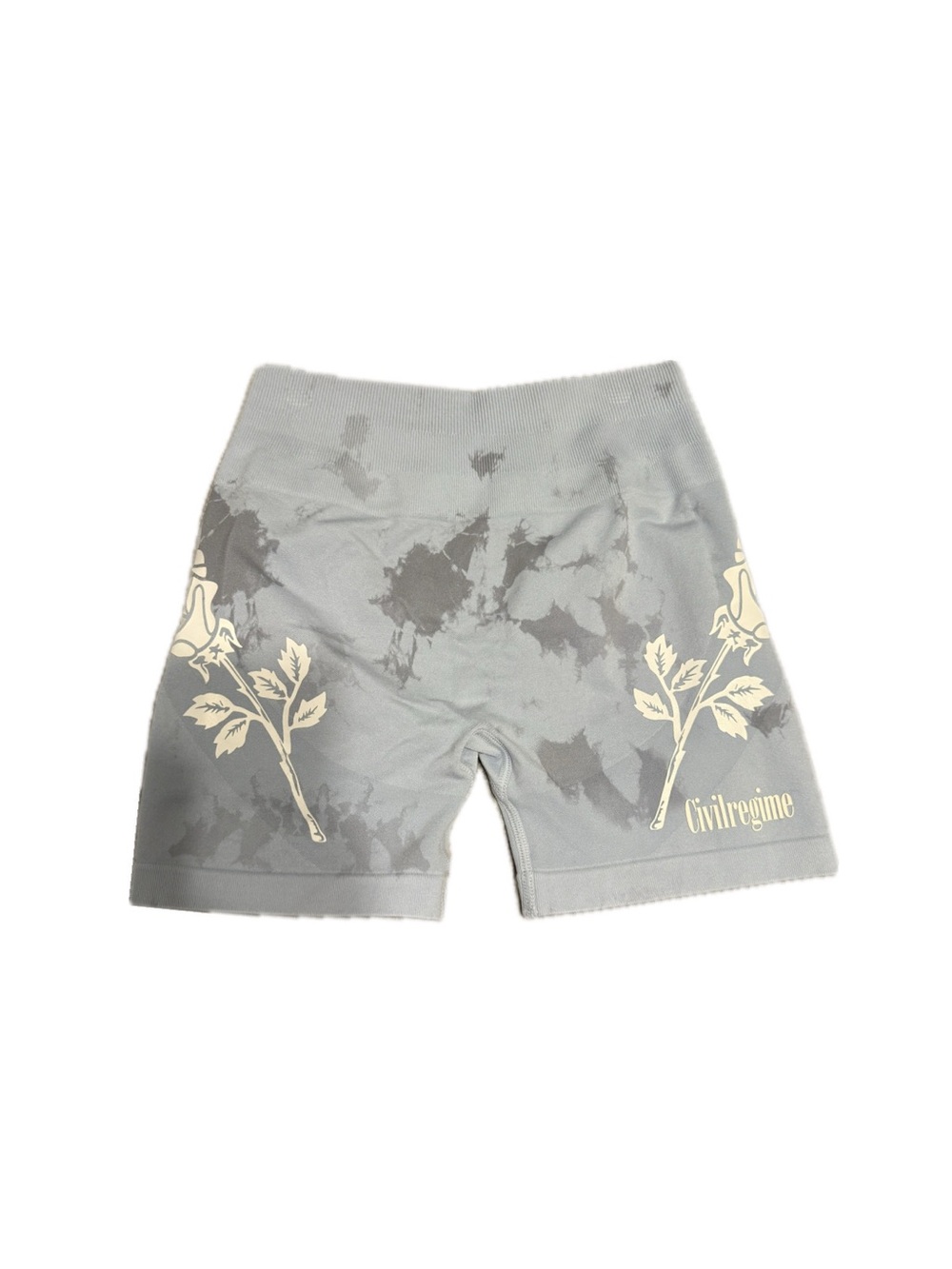 Civilregime Women's Gray Athletic Shorts with Cream Rose Print